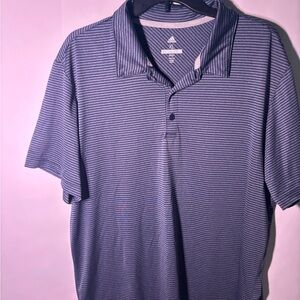 Adidas Men's Blue Striped Golf Polo Shirt